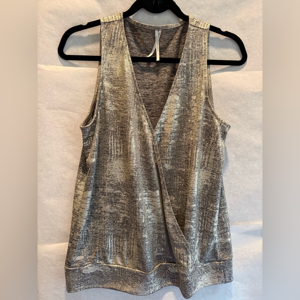 Anthropologie Gold Metallic Drapy Tank Top